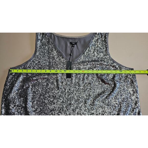 NWT Talbots WOMAN Chic Classy Silver Gray Sequin V-Neck Tank Top Cami 24 W - Picture 4 of 8